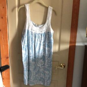 Jones New York Blue and White Lace Chemise